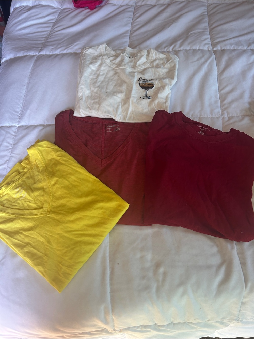 Lands' End Eddie Bauer Short-Sleeve Tee Set - White, Yellow, Rust, Red
